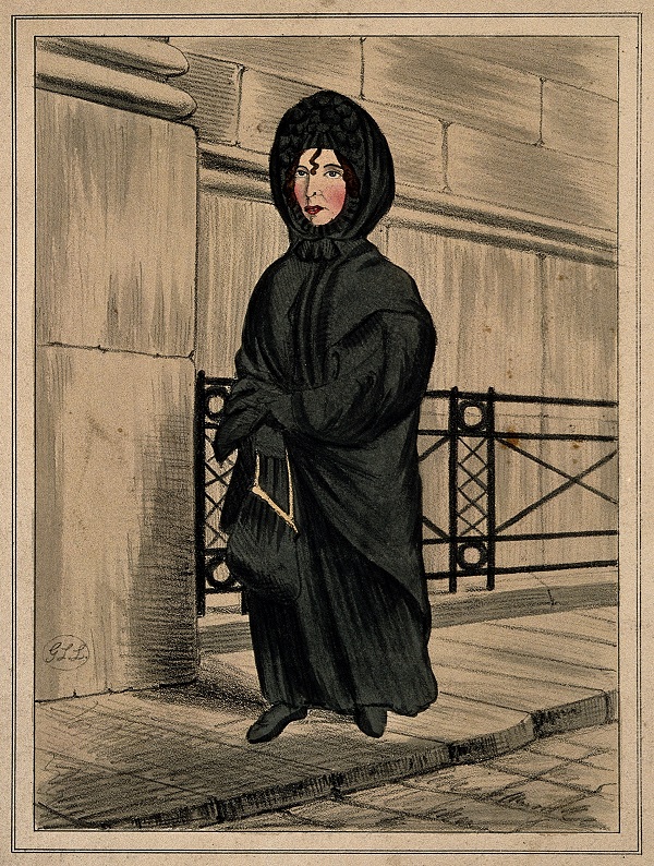 V0007302 Miss Whitehead, an eccentric, known as the 'Bank Nun'. Colou
Credit: Wellcome Library, London. Wellcome Images
images@wellcome.ac.uk
http://wellcomeimages.org
Miss Whitehead, an eccentric, known as the 'Bank Nun'. Coloured lithograph by G.L. Lee.
Published:  - 

Copyrighted work available under Creative Commons Attribution only licence CC BY 4.0 http://creativecommons.org/licenses/by/4.0/